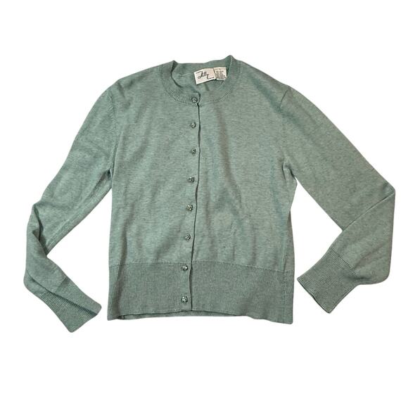 Milly Cardigan Sweater Women's Large Light Blue JewelButtons Cashmere Wool Blend - Picture 2 of 5